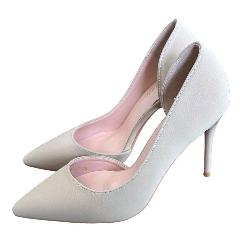 NWOT Eloshman Taupe Stiletto Modern Pointed Toe Heels Shoes Womens EU 39 US 8
